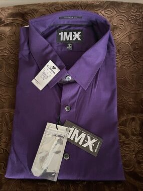 Express 1MX Men's Deep Purple Dress Shirt